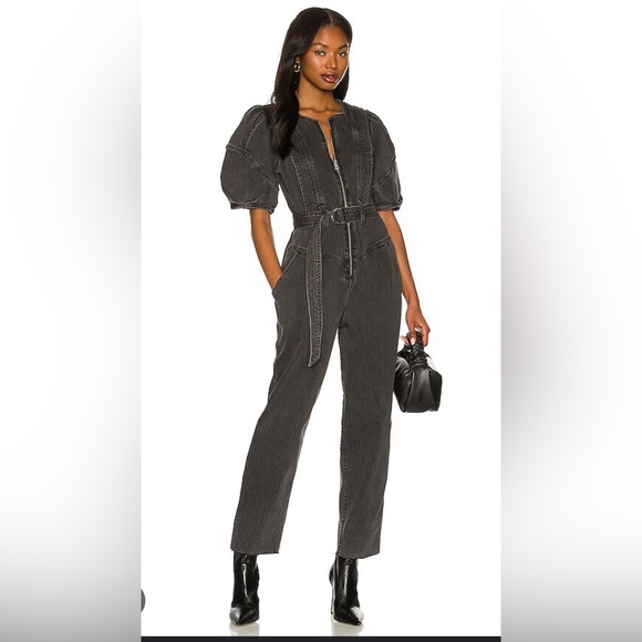 Revolve X All Saints Utility Denim Jumpsuit Dark gray Size - 4 like new - Picture 6 of 9
